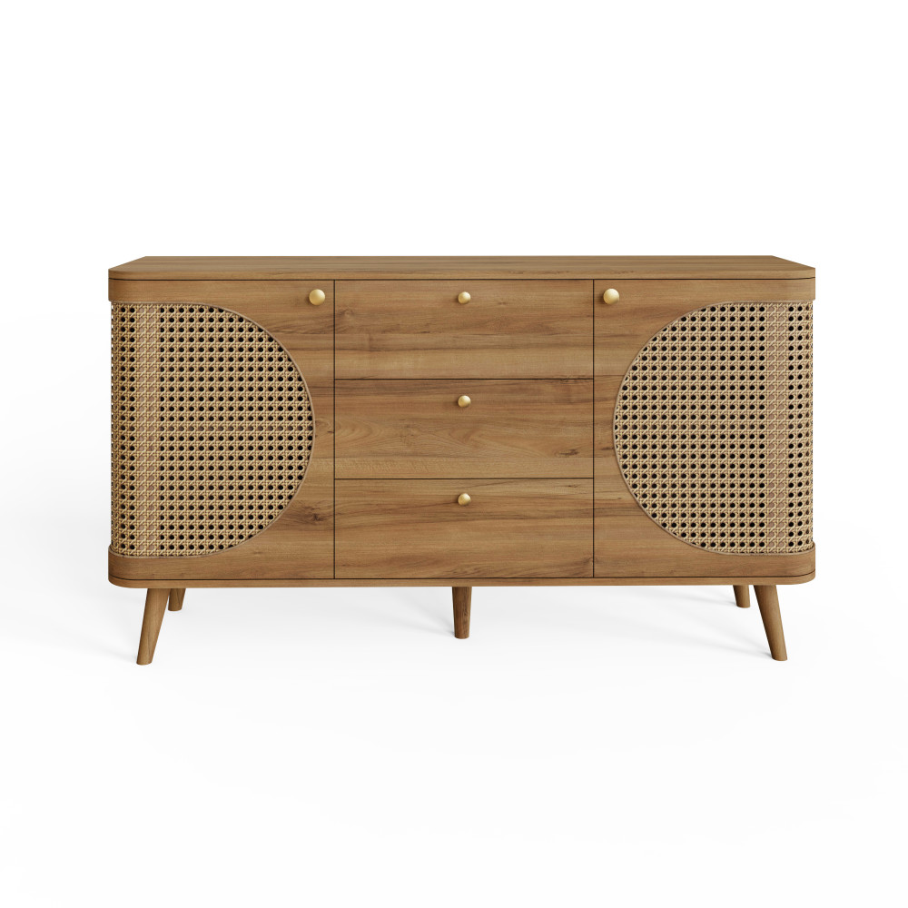 Thalen Rattan Large Sideboard | Oak Finish