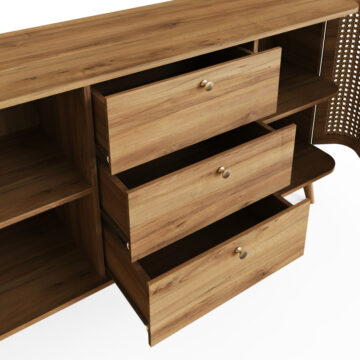 Thalen Rattan Large Sideboard | Oak Finish