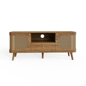 Thalen Rattan TV Unit | Oak Finish