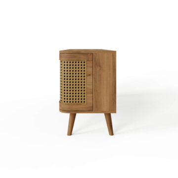 Thalen Rattan TV Unit | Oak Finish